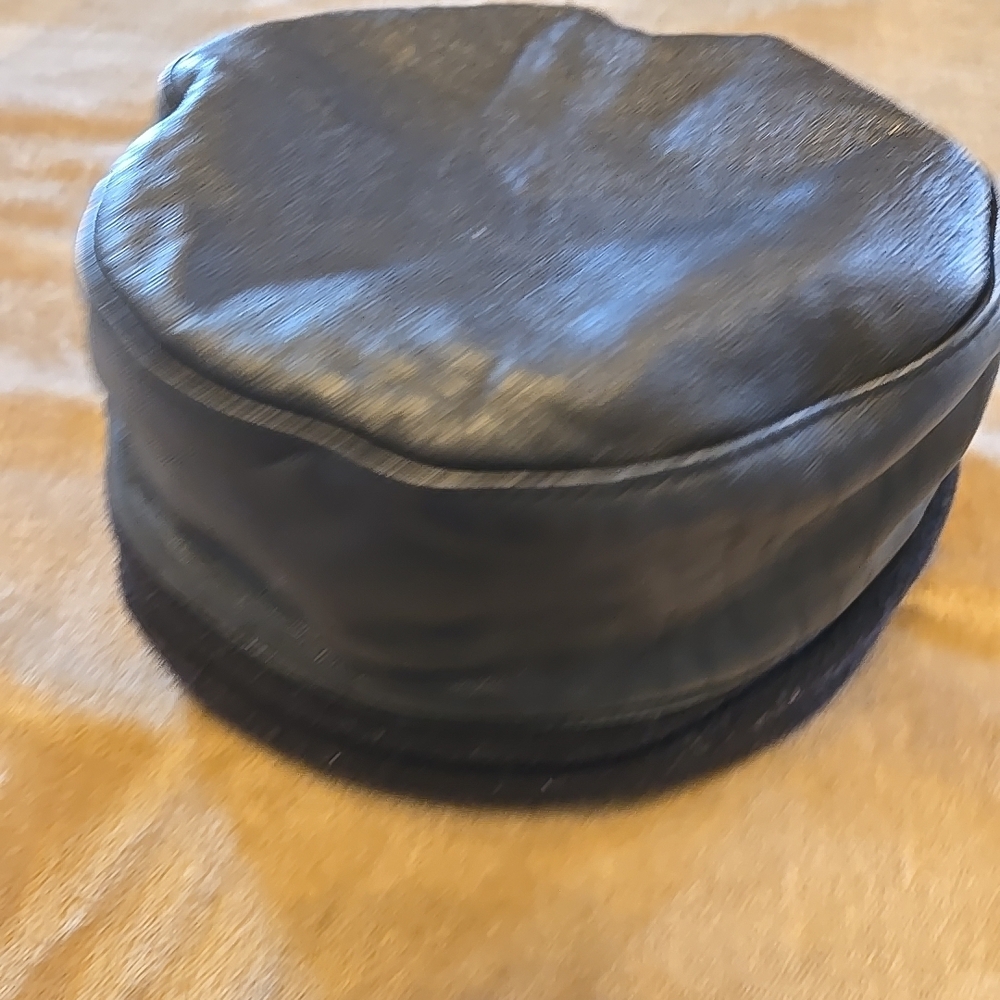 Black Leather Womens Bucket Hat Cotton Trim - Picture 3 of 16